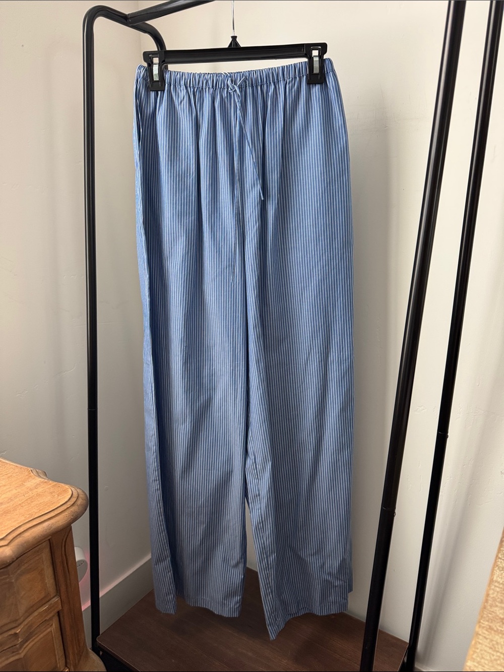 Lovers + Friends Blue Pinstripe Elastic-Waist Pants